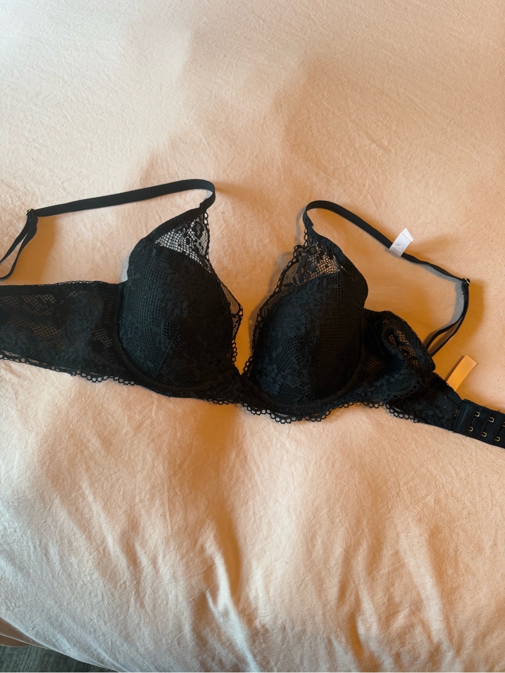 Victoria's Secret Black Lace Push-Up Bra with Scallop Trim
